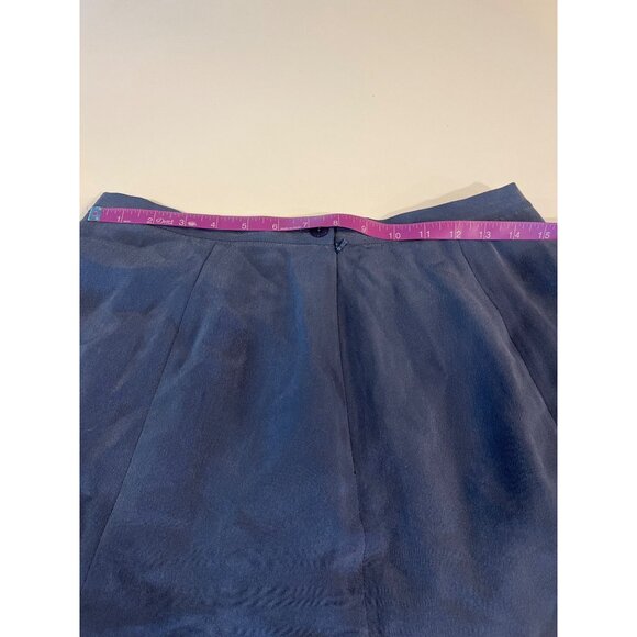 Chaus Womens Blue Silk Mini Skirt Size 12 With Pleated Front & Button Detail - Picture 3 of 6